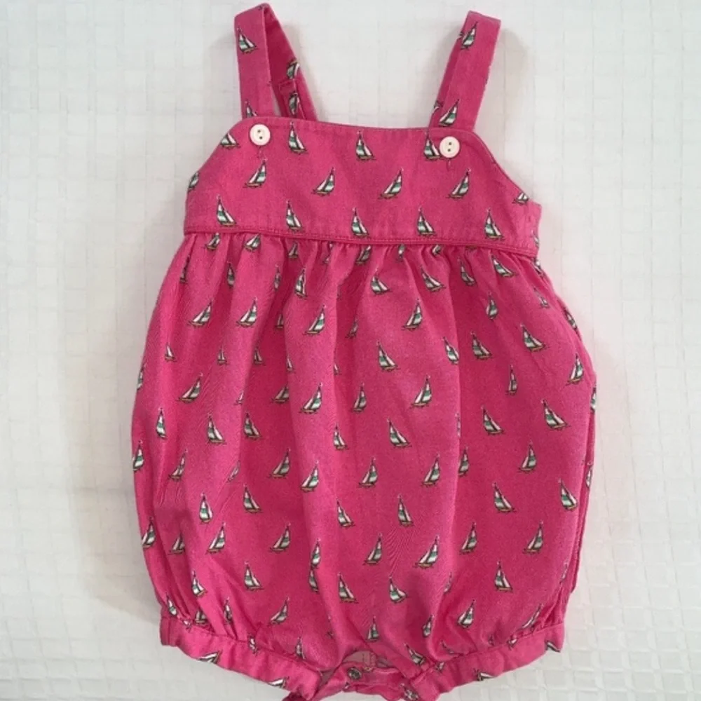 Vintage Ralph Lauren Pink Sailboat Bubble Romper 6 Months Jumpsuit